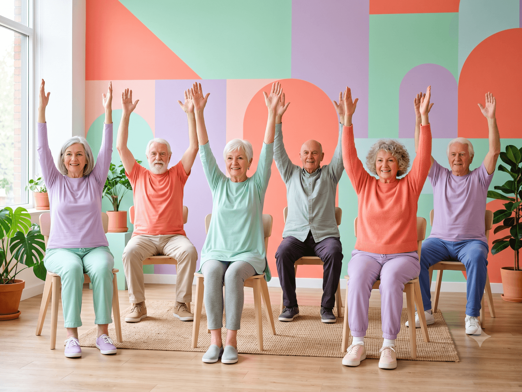 Foto de Yoga en silla para adultos mayores